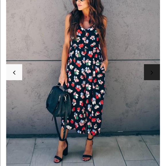 Pocketed Floral Jumpsuit - Picture 2 of 3